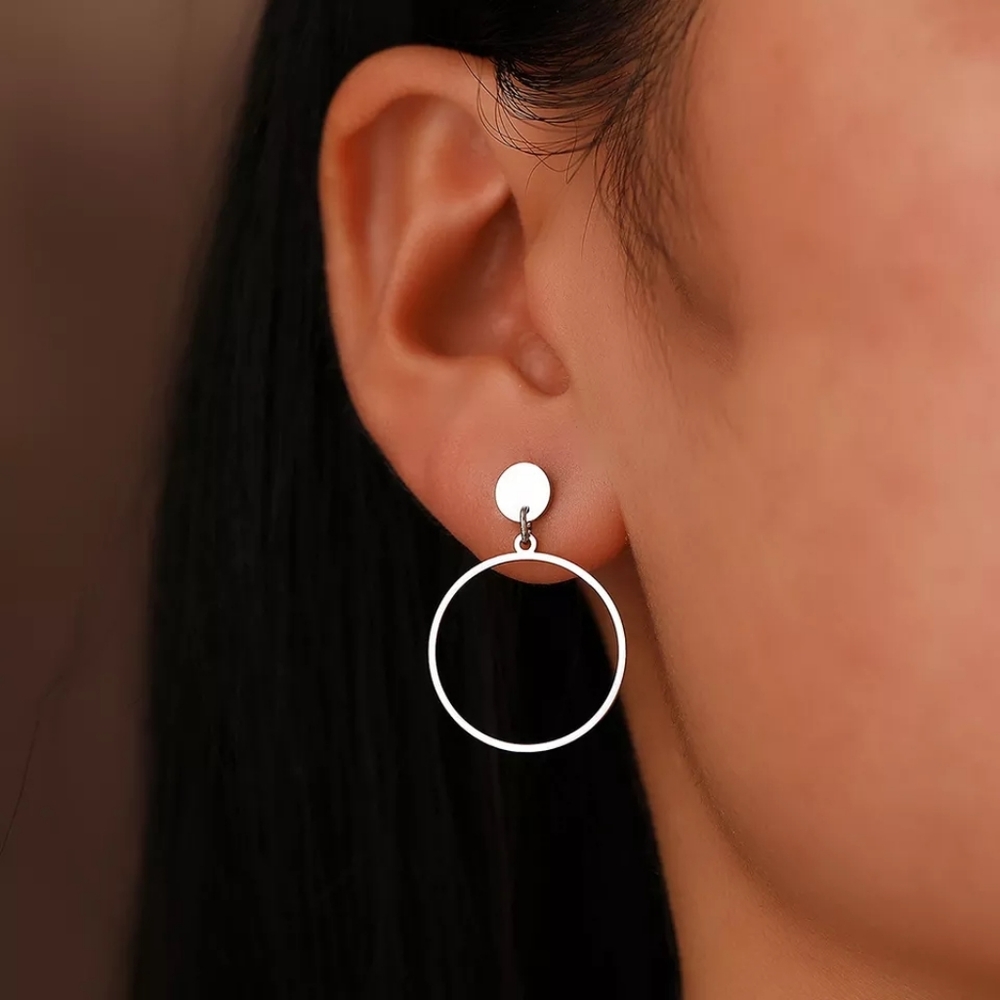 Lightweight Dangle Circle Earrings - Picture 2 of 4